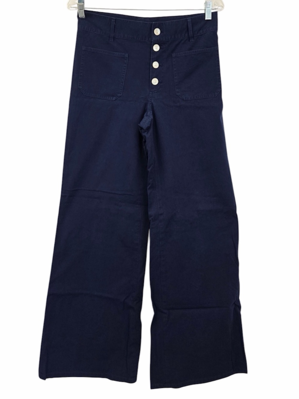 LAUREN Ralph Lauren Button Fly Wide Leg Pants Blue 9332 - Picture 2 of 9